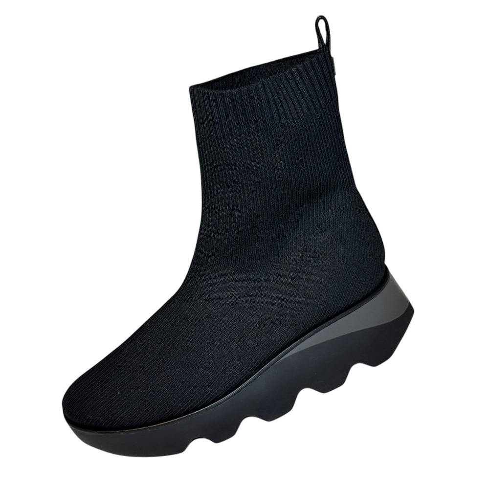 L'Amour Des Pieds Hindly Knit Fabric Black Wedge Booties – 7.5 NEW $250